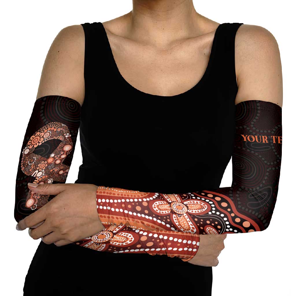 Australia Indigenous Personalized Arm Sleeves Fight Leukemia Orange Ribbons - Aussie Hoodie