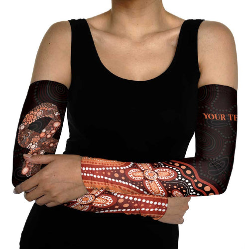 Australia Indigenous Personalized Arm Sleeves Fight Leukemia Orange Ribbons - Aussie Hoodie