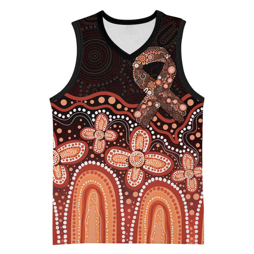 Australia Indigenous Personalized Basketball Jersey Fight Leukemia Orange Ribbons - Aussie Hoodie