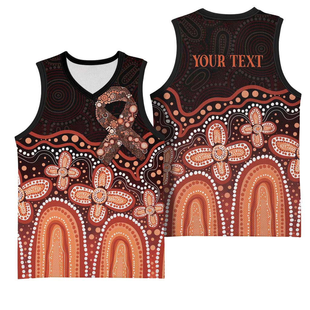 Australia Indigenous Personalized Basketball Jersey Fight Leukemia Orange Ribbons - Aussie Hoodie