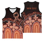 Australia Indigenous Personalized Basketball Jersey Fight Leukemia Orange Ribbons - Aussie Hoodie
