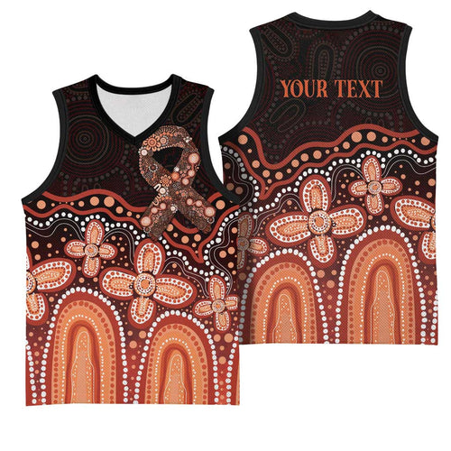 Australia Indigenous Personalized Basketball Jersey Fight Leukemia Orange Ribbons - Aussie Hoodie