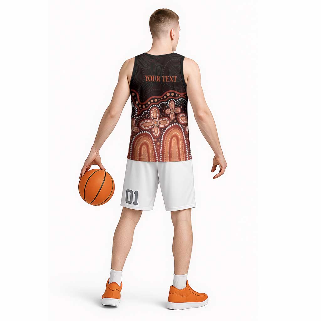 Australia Indigenous Personalized Basketball Jersey Fight Leukemia Orange Ribbons - Aussie Hoodie