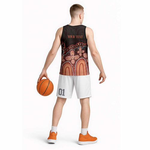 Australia Indigenous Personalized Basketball Jersey Fight Leukemia Orange Ribbons - Aussie Hoodie