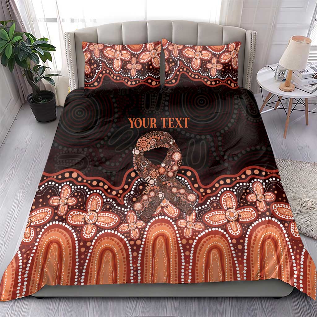 Australia Indigenous Personalized Bedding Set Fight Leukemia Orange Ribbons - Aussie Hoodie