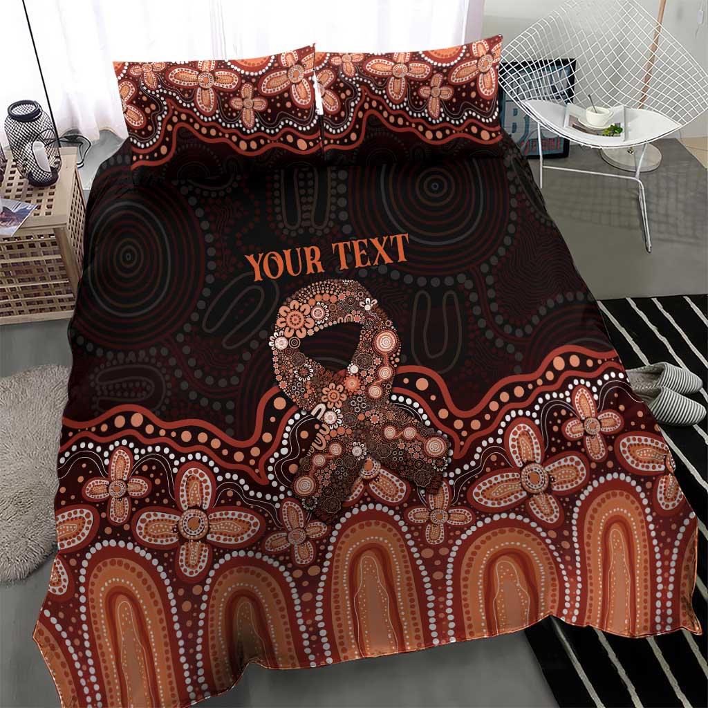Australia Indigenous Personalized Bedding Set Fight Leukemia Orange Ribbons - Aussie Hoodie