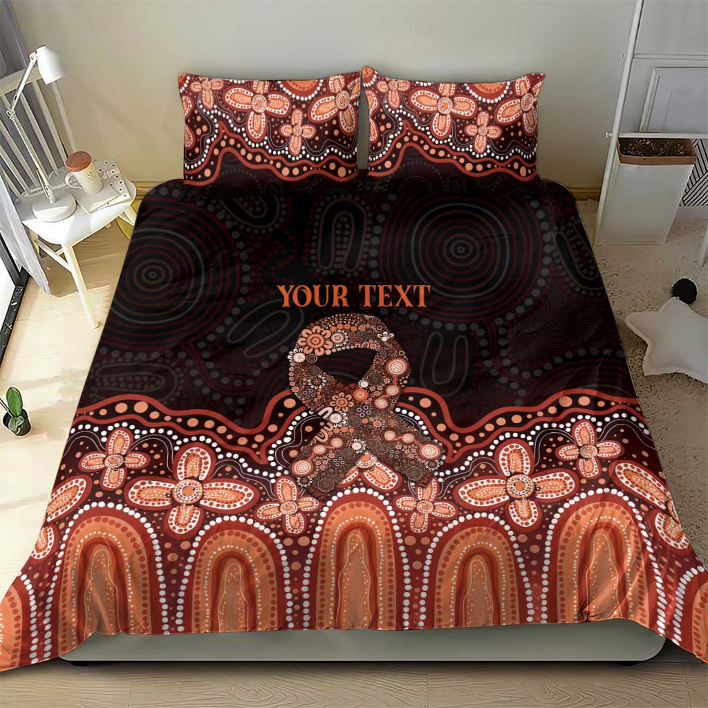 Australia Indigenous Personalized Bedding Set Fight Leukemia Orange Ribbons - Aussie Hoodie