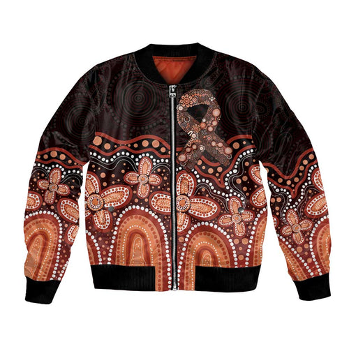 Australia Indigenous Personalized Bomber Jacket Fight Leukemia Orange Ribbons - Aussie Hoodie