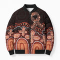 Australia Indigenous Personalized Bomber Puffer Jacket Fight Leukemia Orange Ribbons - Aussie Hoodie