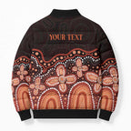 Australia Indigenous Personalized Bomber Puffer Jacket Fight Leukemia Orange Ribbons - Aussie Hoodie