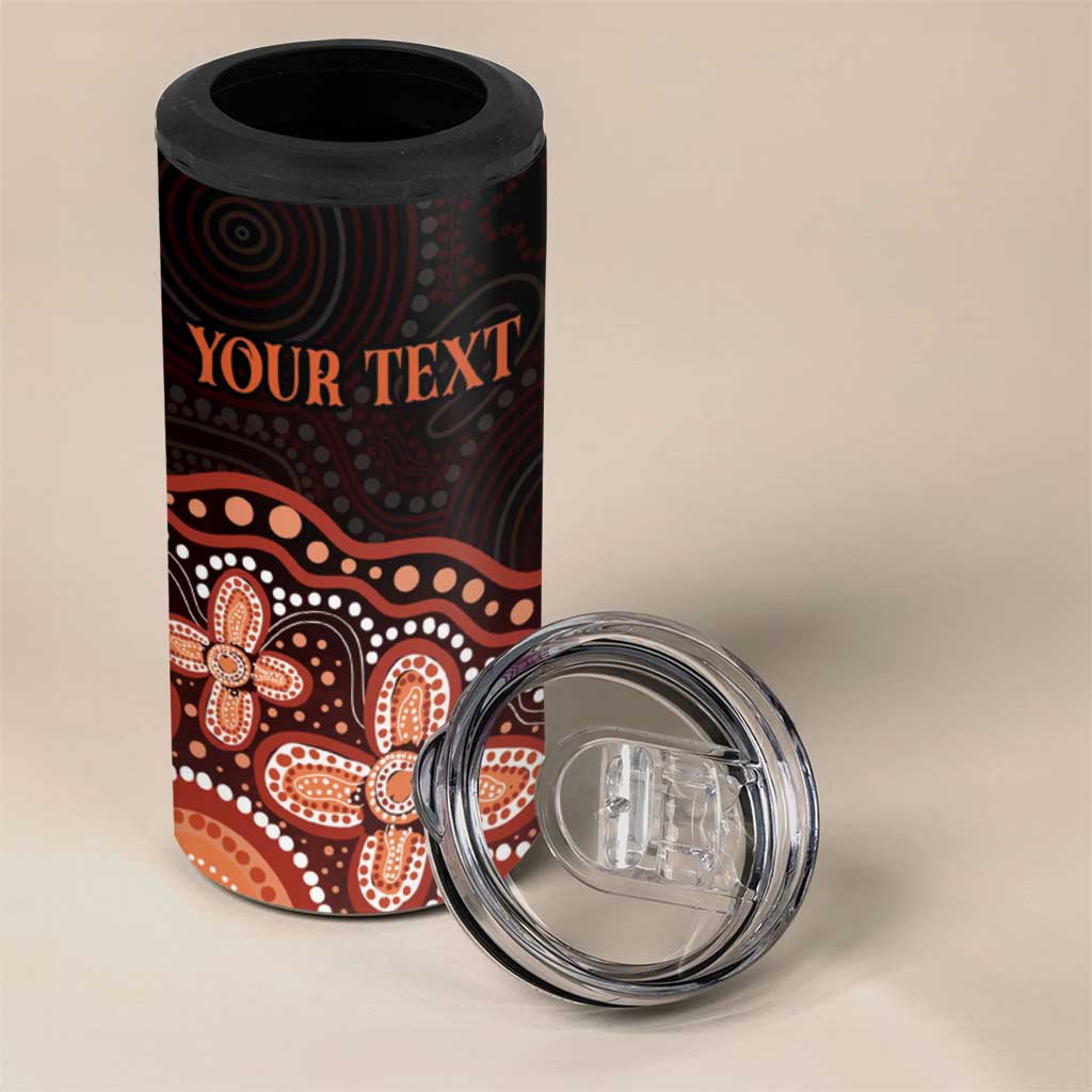 Australia Indigenous Personalized 4 in 1 Can Cooler Tumbler Fight Leukemia Orange Ribbons - Aussie Hoodie