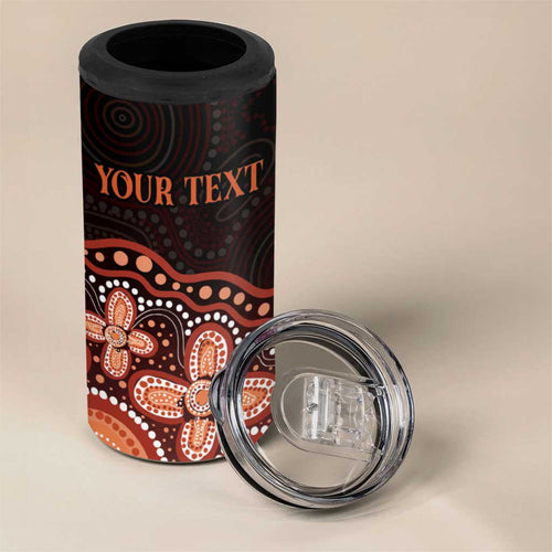 Australia Indigenous Personalized 4 in 1 Can Cooler Tumbler Fight Leukemia Orange Ribbons - Aussie Hoodie