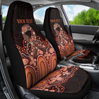 Australia Indigenous Personalized Car Seat Cover Fight Leukemia Orange Ribbons - Aussie Hoodie