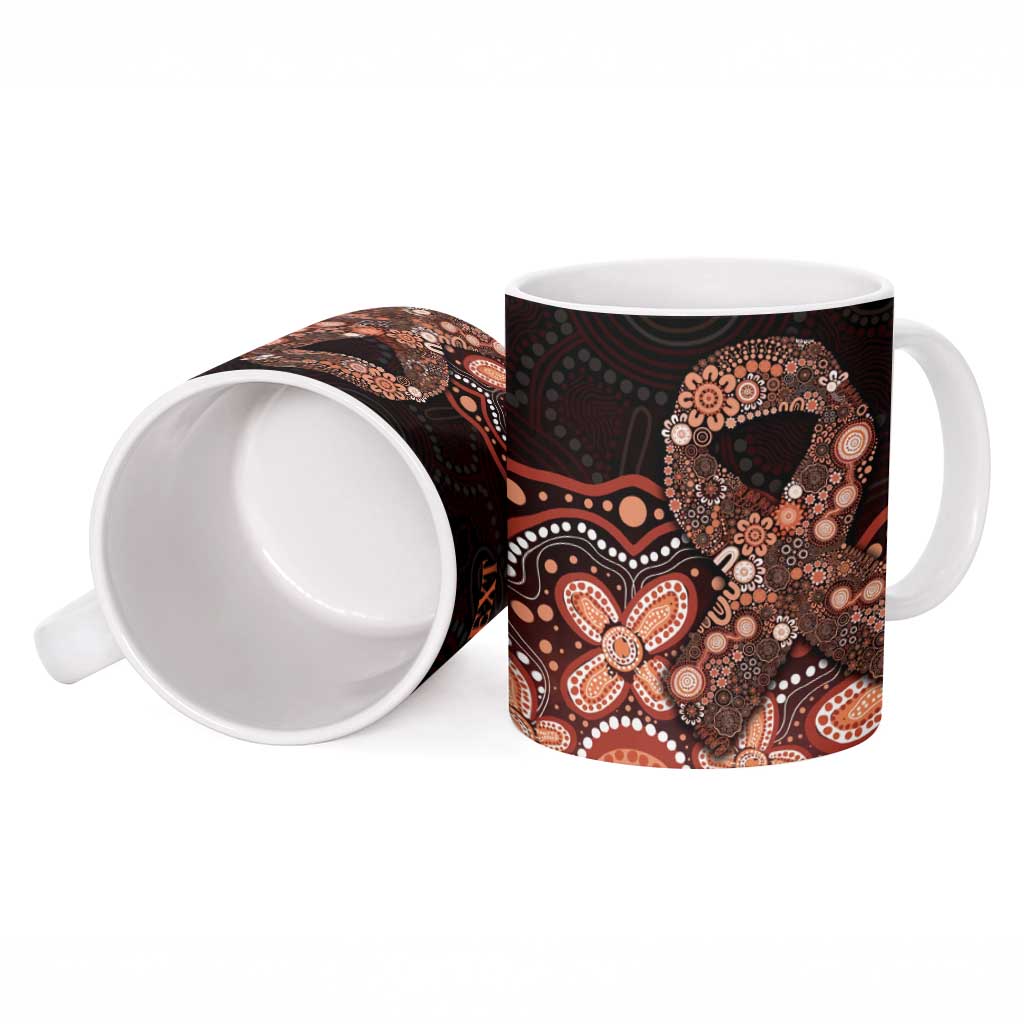 Australia Indigenous Personalized Ceramic Mug Fight Leukemia Orange Ribbons - Aussie Hoodie