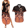 Australia Indigenous Personalized Couples Matching Summer Maxi Dress and Hawaiian Shirt Fight Leukemia Orange Ribbons - Aussie Hoodie