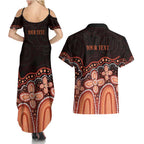 Australia Indigenous Personalized Couples Matching Summer Maxi Dress and Hawaiian Shirt Fight Leukemia Orange Ribbons - Aussie Hoodie