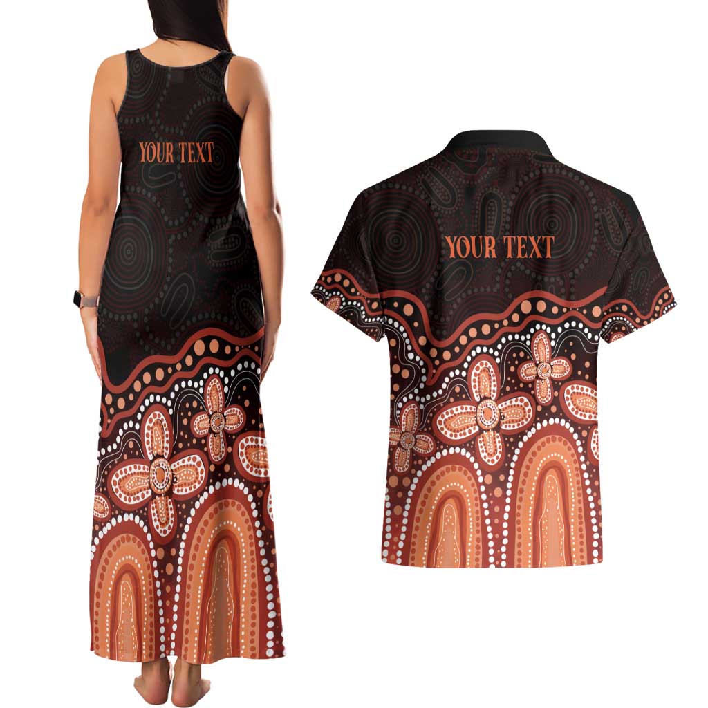 Australia Indigenous Personalized Couples Matching Tank Maxi Dress and Hawaiian Shirt Fight Leukemia Orange Ribbons - Aussie Hoodie