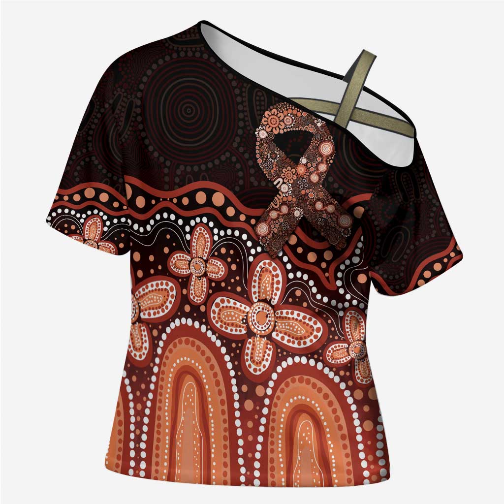 Australia Indigenous Personalized Cross Shoulder Shirt Fight Leukemia Orange Ribbons - Aussie Hoodie