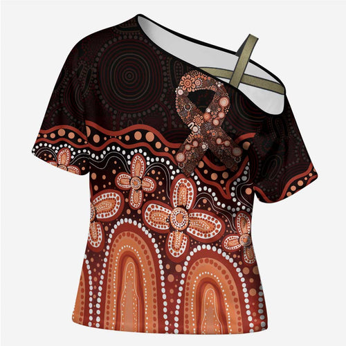 Australia Indigenous Personalized Cross Shoulder Shirt Fight Leukemia Orange Ribbons - Aussie Hoodie