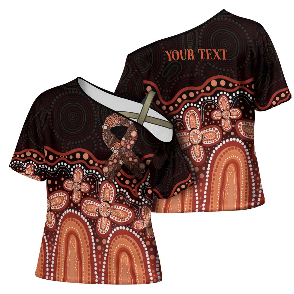 Australia Indigenous Personalized Cross Shoulder Shirt Fight Leukemia Orange Ribbons - Aussie Hoodie
