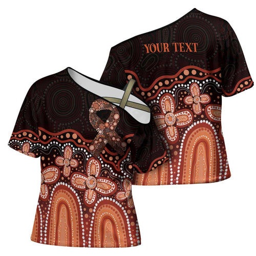 Australia Indigenous Personalized Cross Shoulder Shirt Fight Leukemia Orange Ribbons - Aussie Hoodie