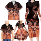 Australia Indigenous Personalized Family Matching Long Sleeve Bodycon Dress and Hawaiian Shirt Fight Leukemia Orange Ribbons - Aussie Hoodie