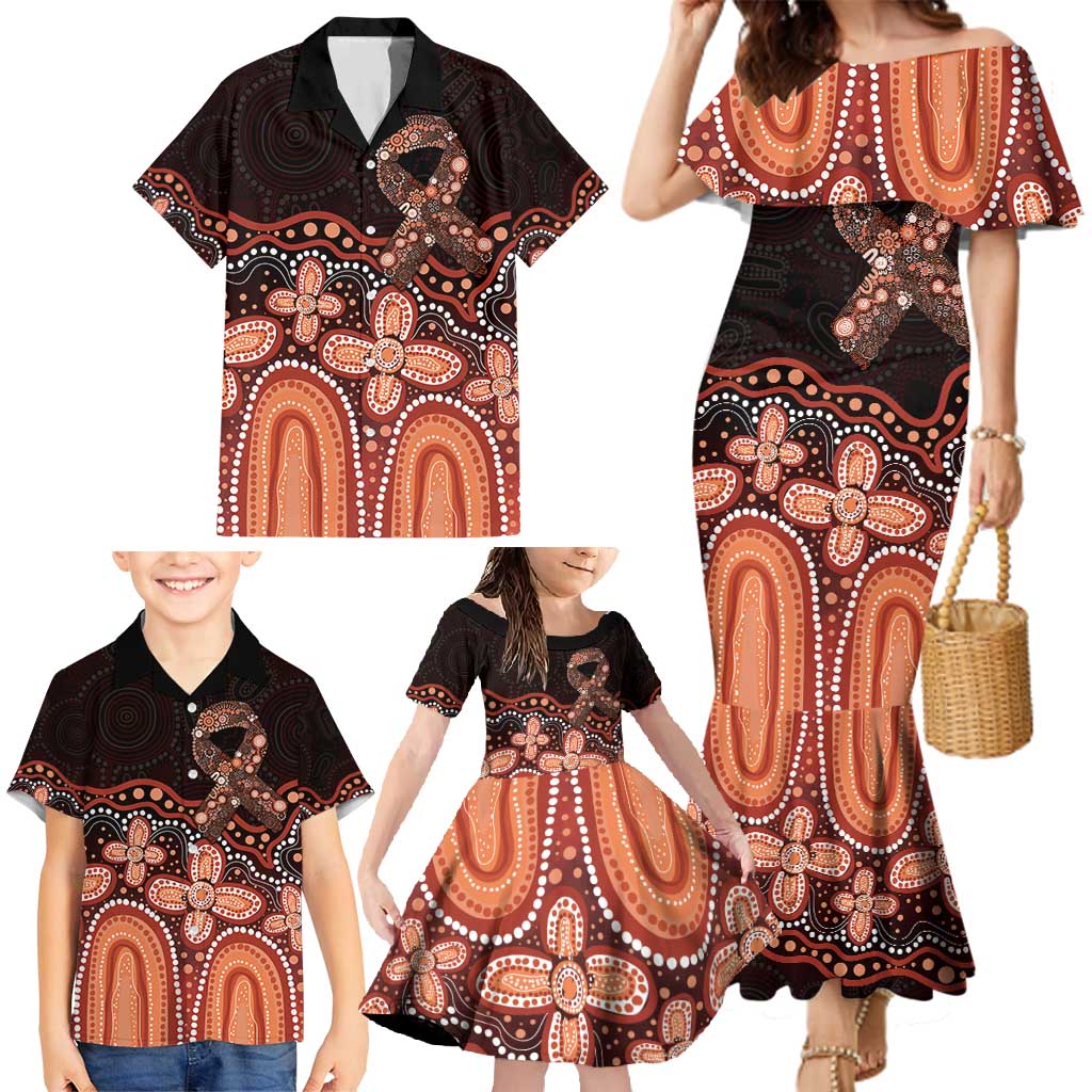 Australia Indigenous Personalized Family Matching Mermaid Dress and Hawaiian Shirt Fight Leukemia Orange Ribbons - Aussie Hoodie