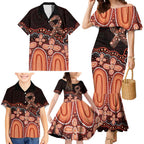 Australia Indigenous Personalized Family Matching Mermaid Dress and Hawaiian Shirt Fight Leukemia Orange Ribbons - Aussie Hoodie