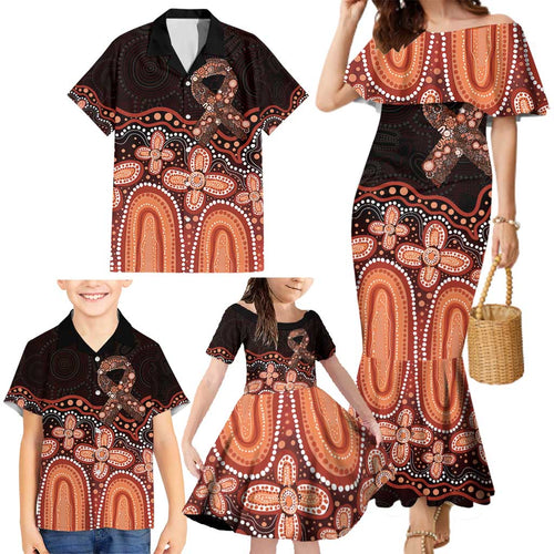 Australia Indigenous Personalized Family Matching Mermaid Dress and Hawaiian Shirt Fight Leukemia Orange Ribbons - Aussie Hoodie