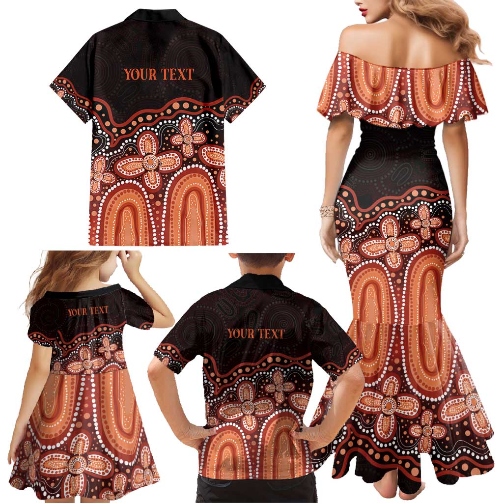 Australia Indigenous Personalized Family Matching Mermaid Dress and Hawaiian Shirt Fight Leukemia Orange Ribbons - Aussie Hoodie
