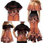 Australia Indigenous Personalized Family Matching Mermaid Dress and Hawaiian Shirt Fight Leukemia Orange Ribbons - Aussie Hoodie
