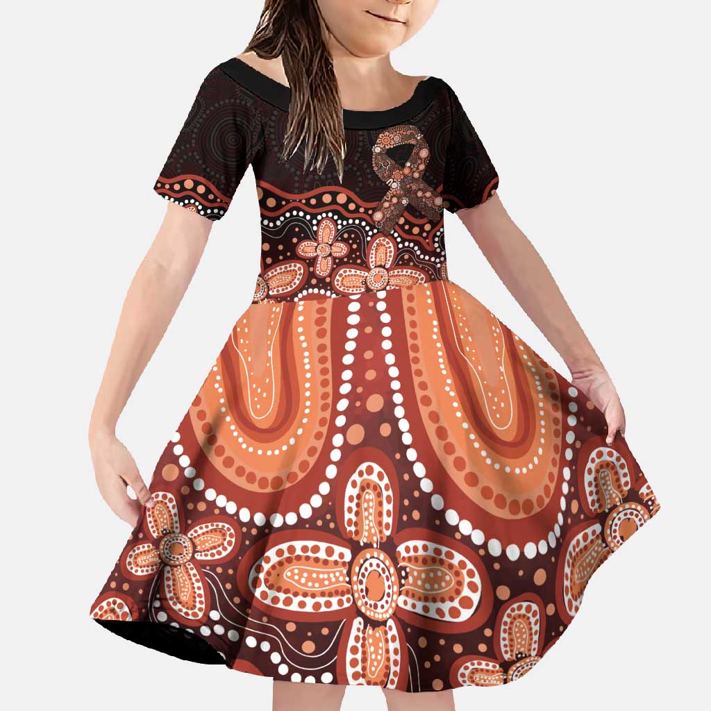 Australia Indigenous Personalized Family Matching Off Shoulder Maxi Dress and Hawaiian Shirt Fight Leukemia Orange Ribbons - Aussie Hoodie