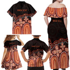 Australia Indigenous Personalized Family Matching Off Shoulder Maxi Dress and Hawaiian Shirt Fight Leukemia Orange Ribbons - Aussie Hoodie