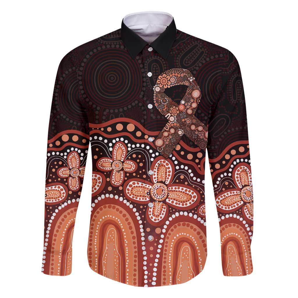 Australia Indigenous Personalized Family Matching Off Shoulder Maxi Dress and Hawaiian Shirt Fight Leukemia Orange Ribbons - Aussie Hoodie