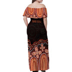 Australia Indigenous Personalized Family Matching Off Shoulder Maxi Dress and Hawaiian Shirt Fight Leukemia Orange Ribbons - Aussie Hoodie