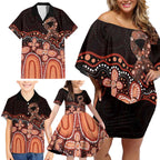 Australia Indigenous Personalized Family Matching Off Shoulder Short Dress and Hawaiian Shirt Fight Leukemia Orange Ribbons - Aussie Hoodie