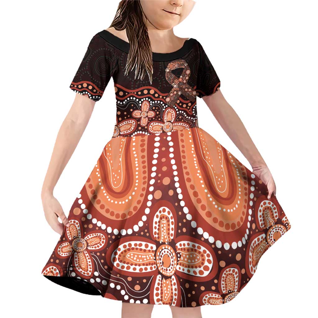 Australia Indigenous Personalized Family Matching Off Shoulder Short Dress and Hawaiian Shirt Fight Leukemia Orange Ribbons - Aussie Hoodie