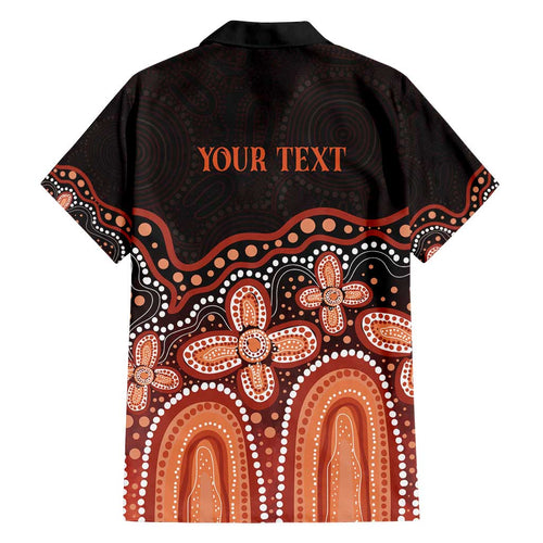 Australia Indigenous Personalized Family Matching Off Shoulder Short Dress and Hawaiian Shirt Fight Leukemia Orange Ribbons - Aussie Hoodie