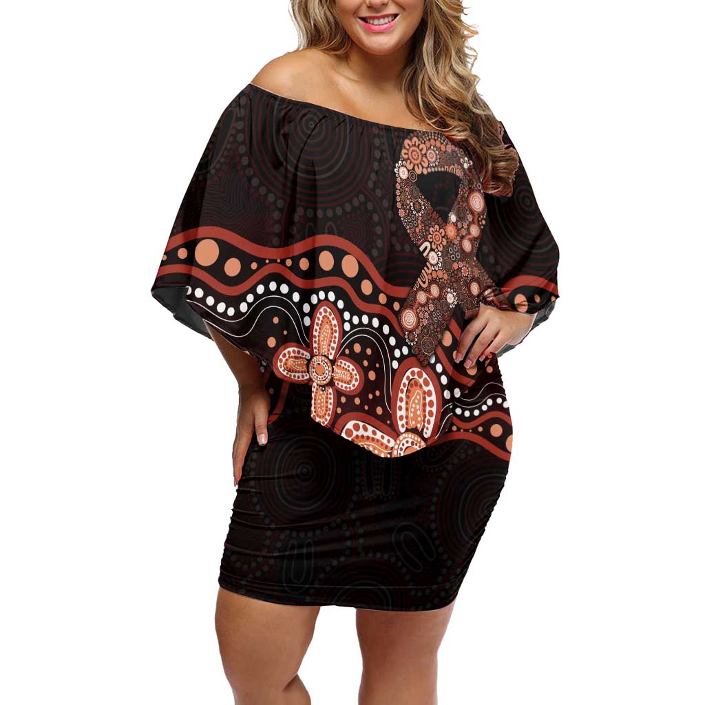 Australia Indigenous Personalized Family Matching Off Shoulder Short Dress and Hawaiian Shirt Fight Leukemia Orange Ribbons - Aussie Hoodie