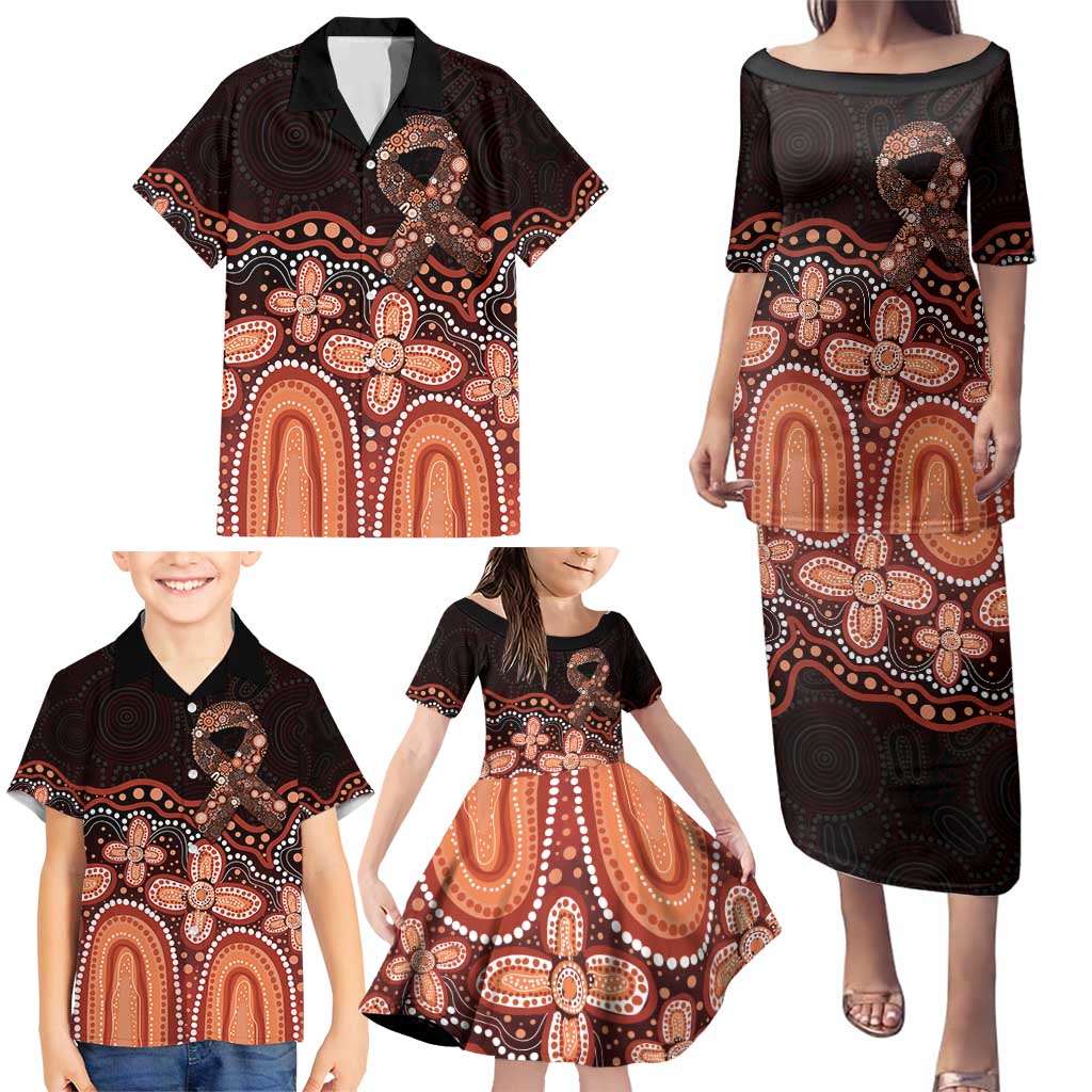 Australia Indigenous Personalized Family Matching Puletasi and Hawaiian Shirt Fight Leukemia Orange Ribbons - Aussie Hoodie