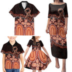Australia Indigenous Personalized Family Matching Puletasi and Hawaiian Shirt Fight Leukemia Orange Ribbons - Aussie Hoodie