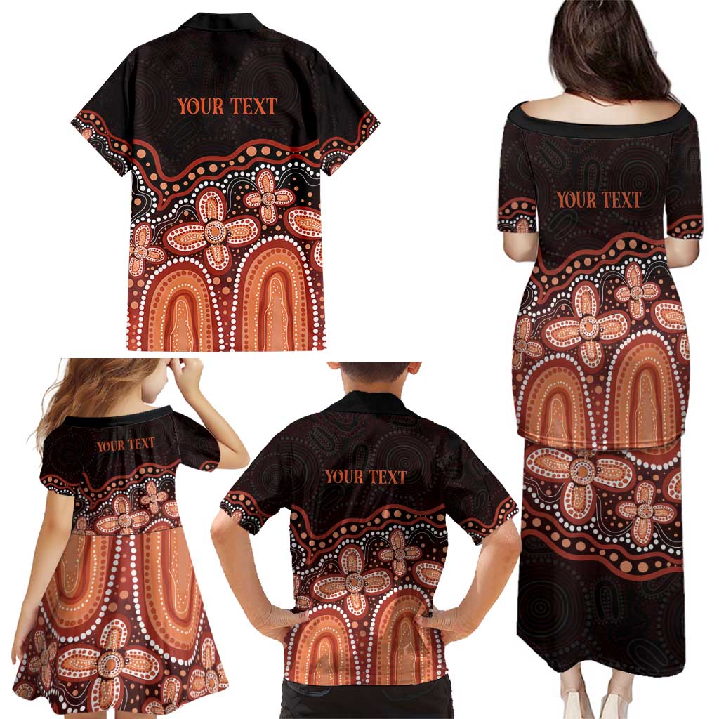 Australia Indigenous Personalized Family Matching Puletasi and Hawaiian Shirt Fight Leukemia Orange Ribbons - Aussie Hoodie