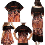 Australia Indigenous Personalized Family Matching Puletasi and Hawaiian Shirt Fight Leukemia Orange Ribbons - Aussie Hoodie