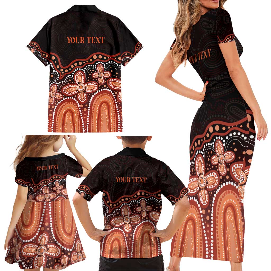 Australia Indigenous Personalized Family Matching Short Sleeve Bodycon Dress and Hawaiian Shirt Fight Leukemia Orange Ribbons - Aussie Hoodie