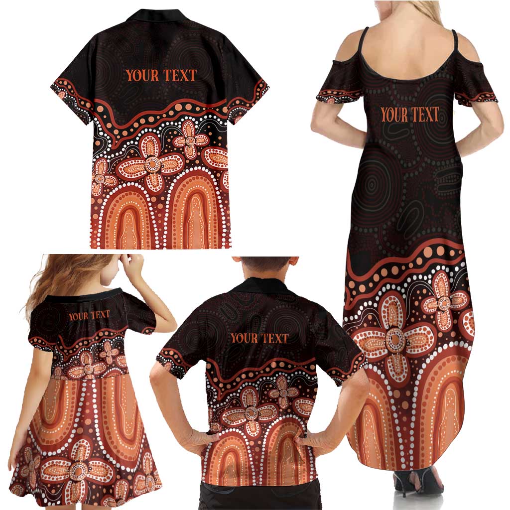 Australia Indigenous Personalized Family Matching Summer Maxi Dress and Hawaiian Shirt Fight Leukemia Orange Ribbons - Aussie Hoodie