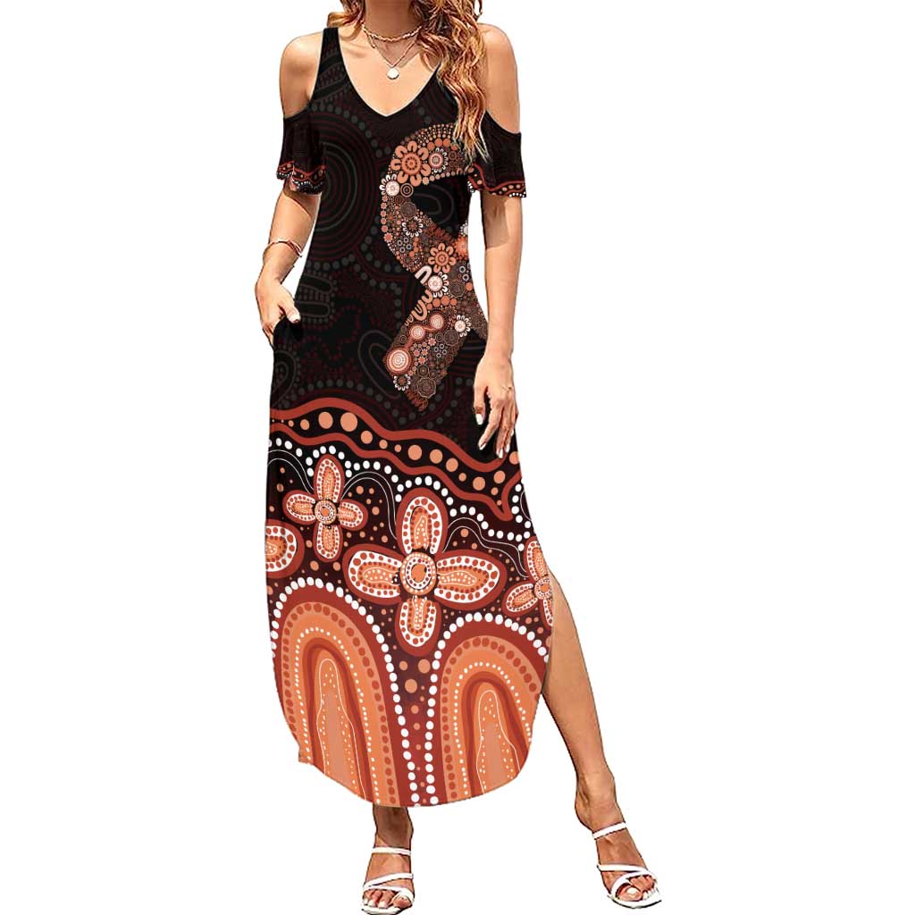 Australia Indigenous Personalized Family Matching Summer Maxi Dress and Hawaiian Shirt Fight Leukemia Orange Ribbons - Aussie Hoodie