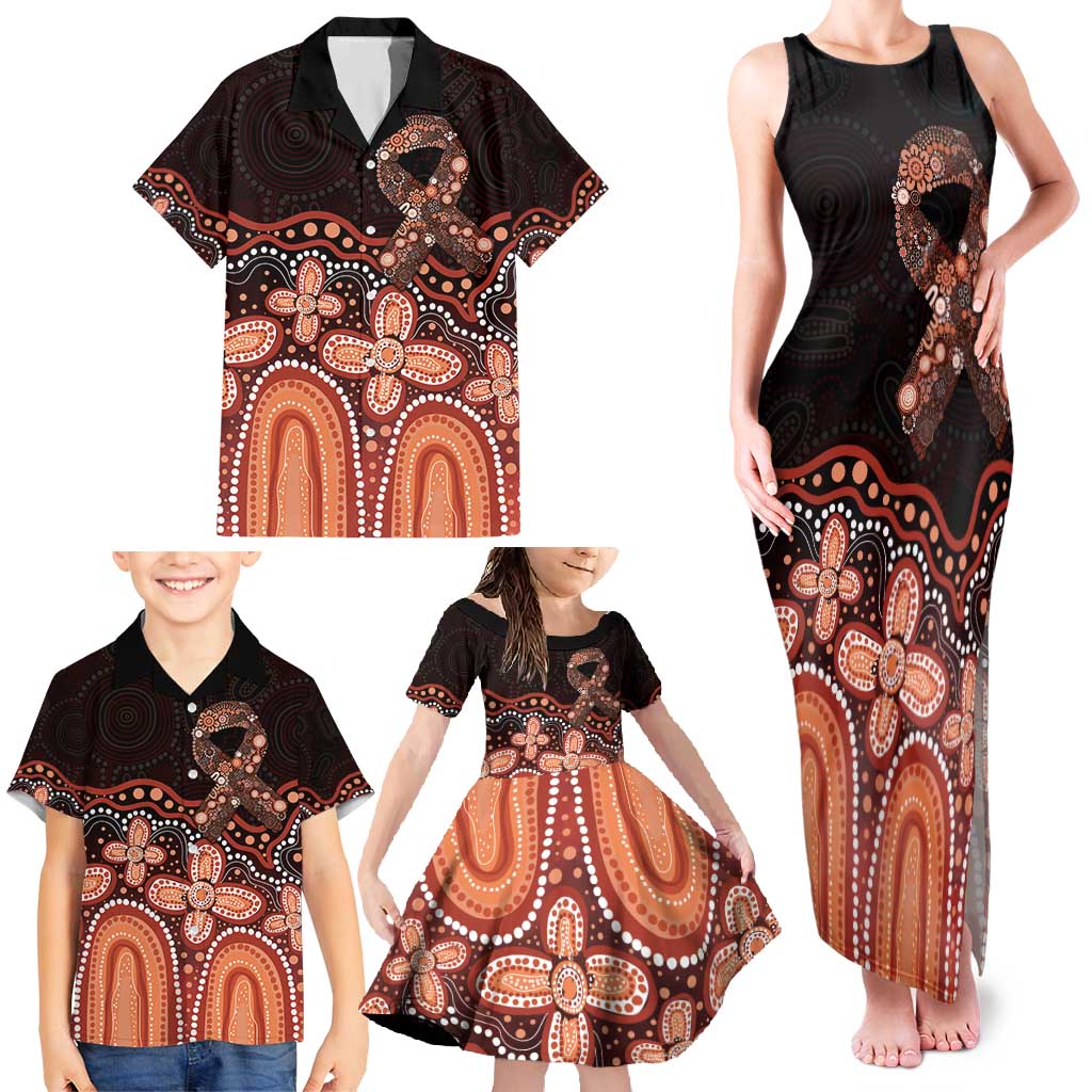 Australia Indigenous Personalized Family Matching Tank Maxi Dress and Hawaiian Shirt Fight Leukemia Orange Ribbons - Aussie Hoodie