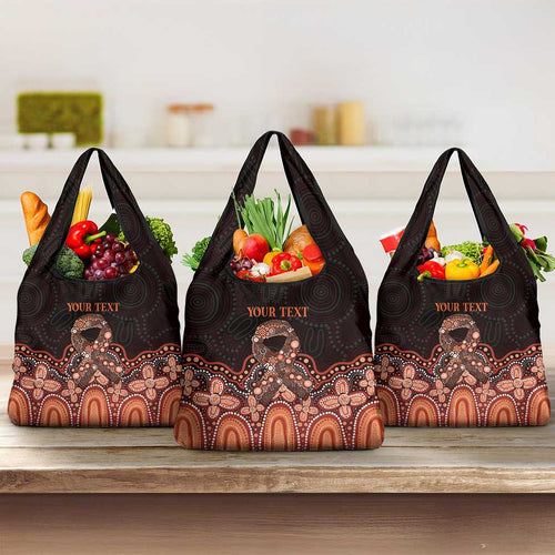 Australia Indigenous Personalized Grocery Bag Fight Leukemia Orange Ribbons - Aussie Hoodie