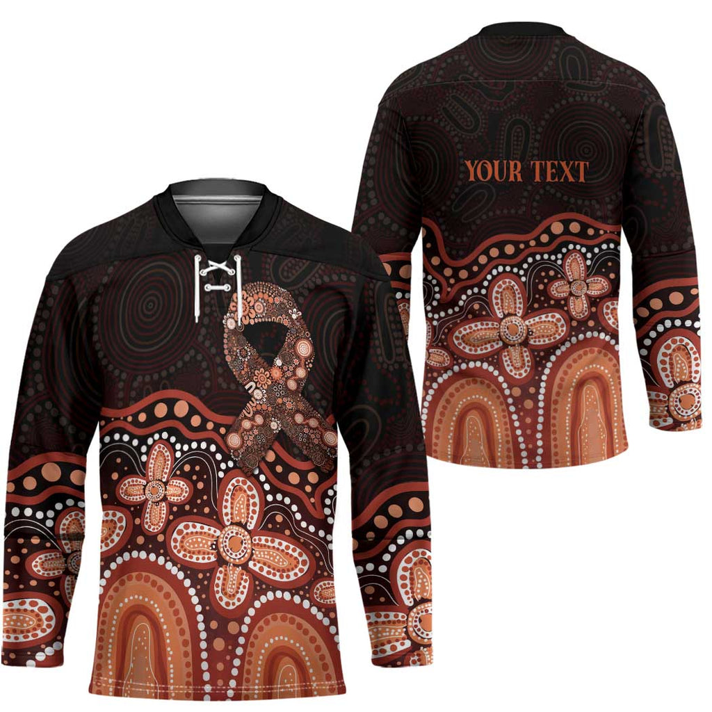 Australia Indigenous Personalized Hockey Jersey Fight Leukemia Orange Ribbons - Aussie Hoodie