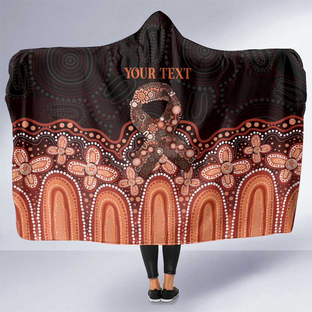 Australia Indigenous Personalized Hooded Blanket Fight Leukemia Orange Ribbons - Aussie Hoodie